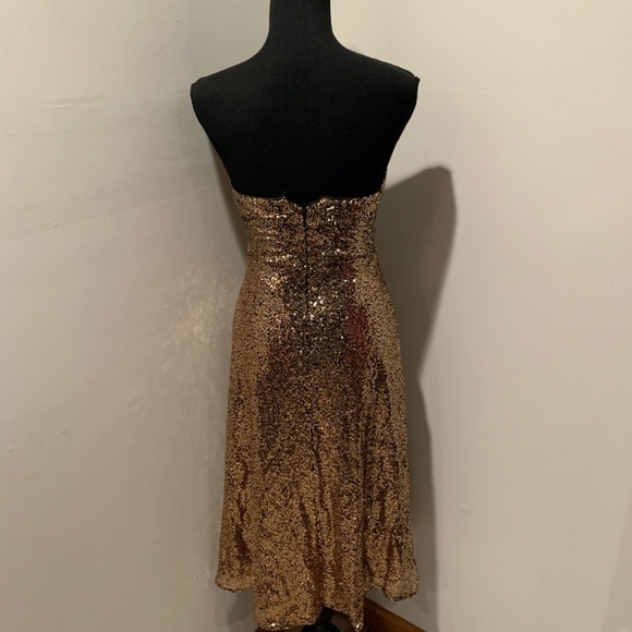 Lulu's Strapless Gold Sequin Midi Dress Small - Picture 3 of 9